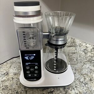 Hamilton Beach White Pour Over Coffee Brewer with Glass Carafe
